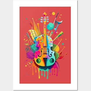 Paint Splatter Violin Art Posters and Art